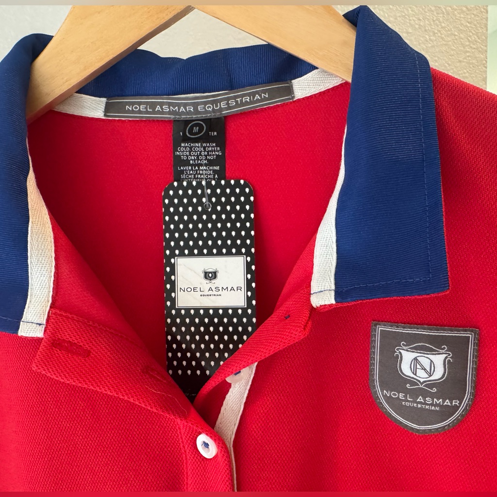 Noel Asmar Red Polo With Navy Trim